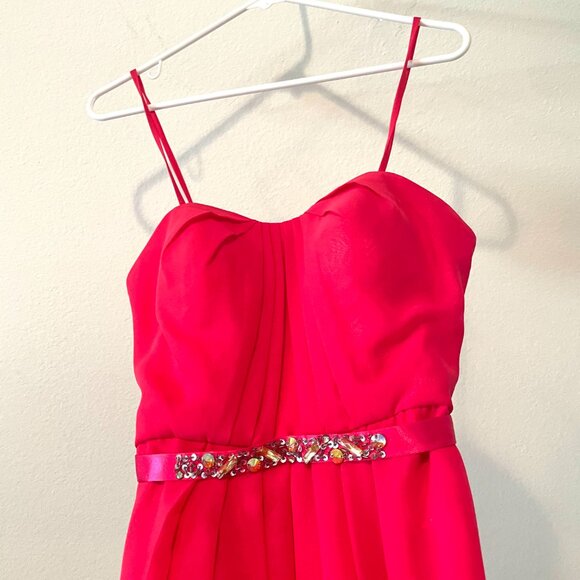 Evening Gown Fully Lined Design with Sequins Full Length  Pink  Size: S - Picture 3 of 10